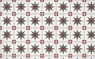 Milano Stone Star Tile — light grey, red and white azulejo background