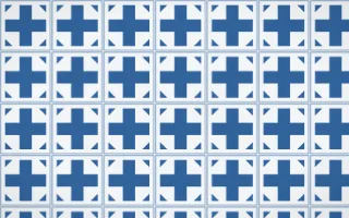 Ming Porcelain Cross Tile — light blue and white azulejo background