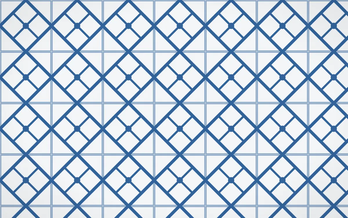 Ming Porcelain Lattice Tile — light blue and white azulejo background