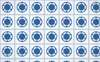 Ming Porcelain Medallion Tile — light blue and white azulejo background