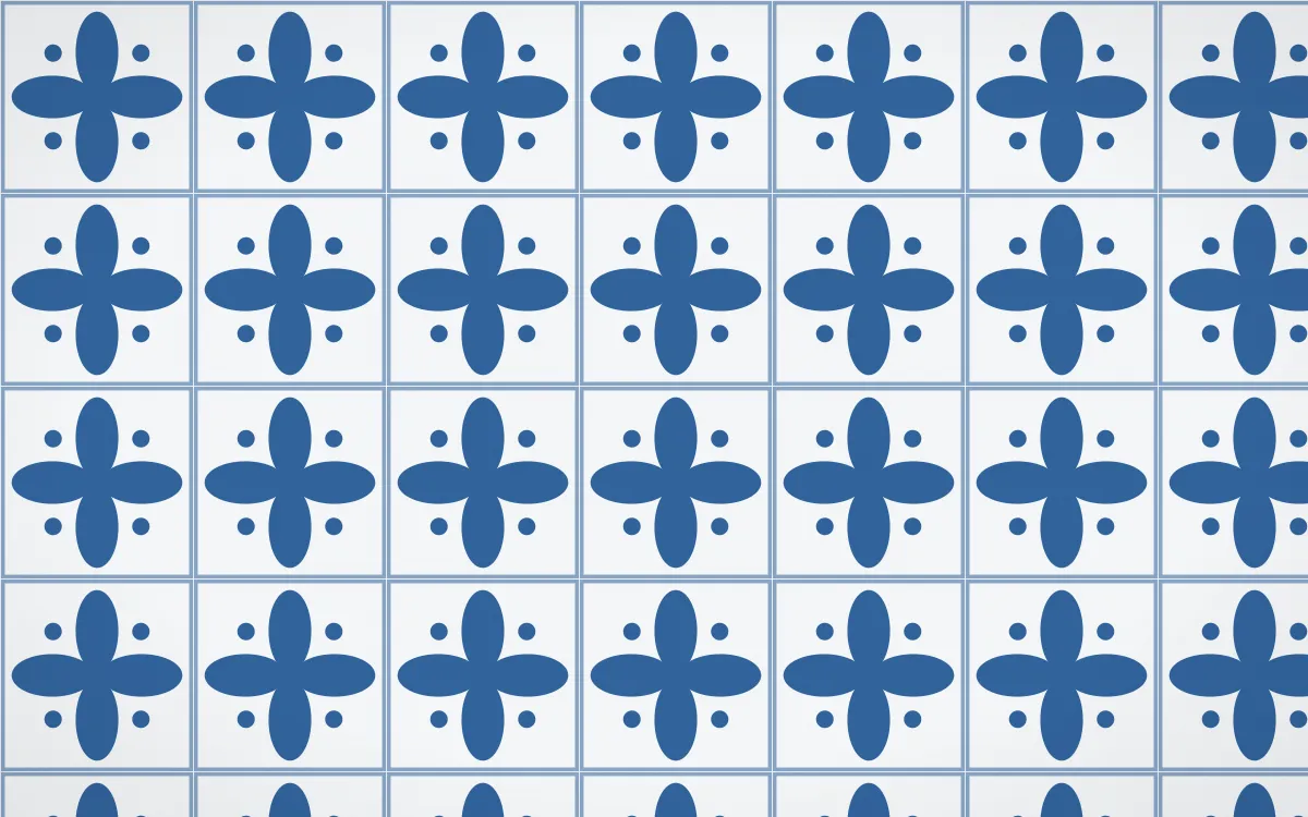 Ming Porcelain Petal Tile — light blue and white azulejo background