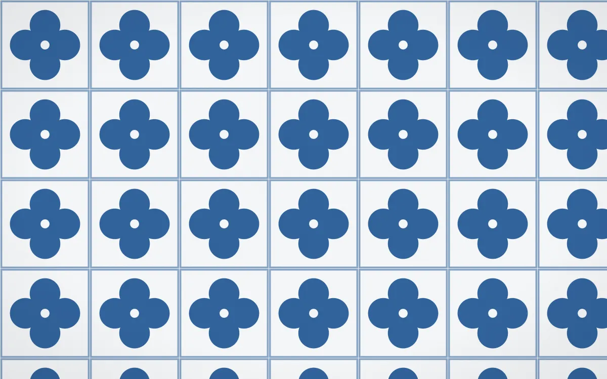 Ming Porcelain Quatrefoil Tile — light blue and white azulejo background