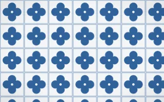 Ming Porcelain Quatrefoil Tile — light blue and white azulejo background