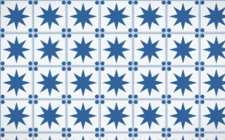Ming Porcelain Star Tile — light blue and white azulejo background