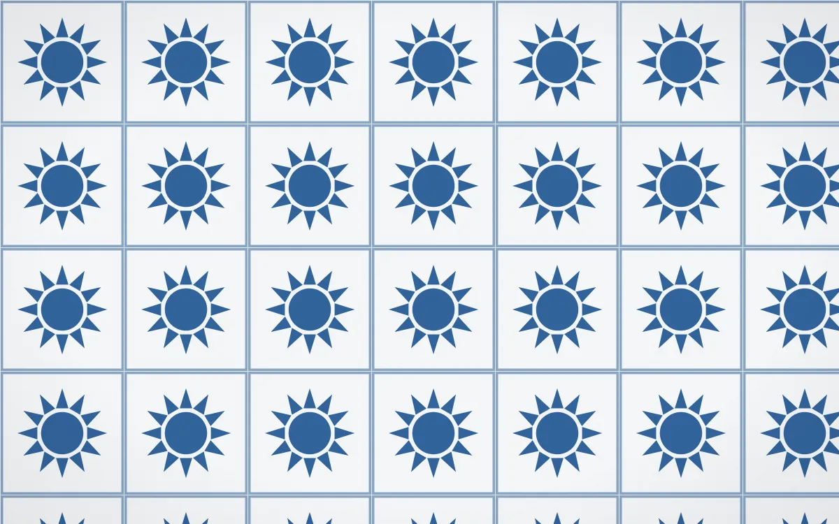 Ming Porcelain Sunburst Tile — light blue and white azulejo background