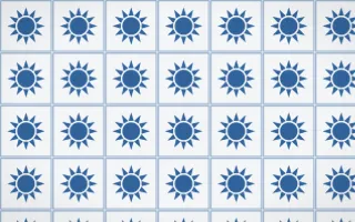 Ming Porcelain Sunburst Tile — light blue and white azulejo background