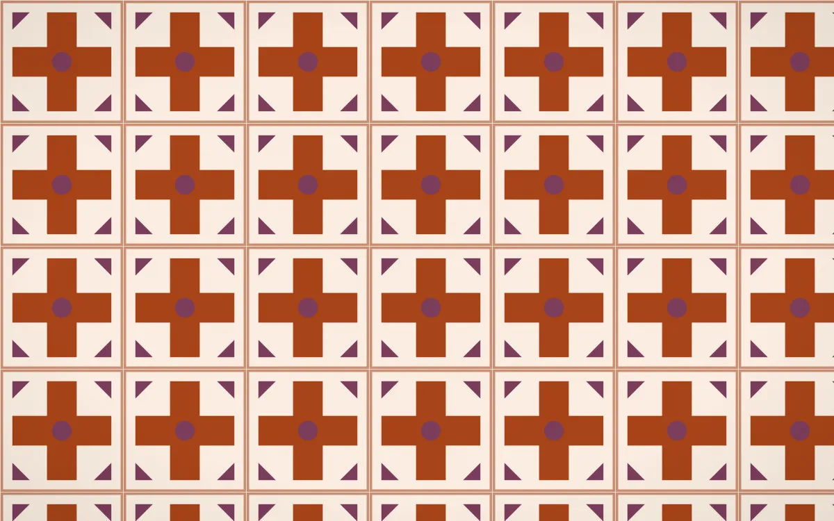 Momiji Maple Cross Tile — light brown, pink and beige azulejo background