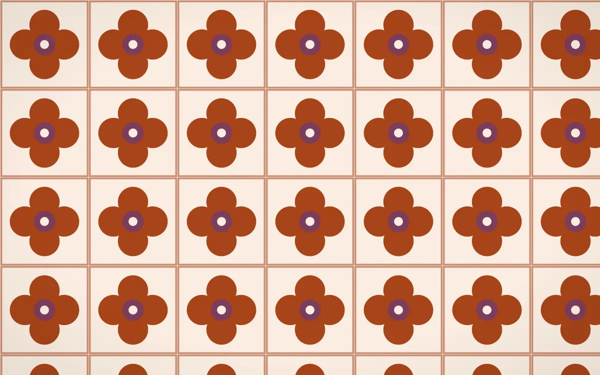 Momiji Maple Quatrefoil Tile — light brown, pink and beige azulejo background