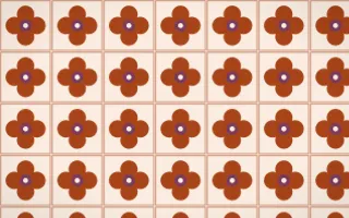 Momiji Maple Quatrefoil Tile — light brown, pink and beige azulejo background
