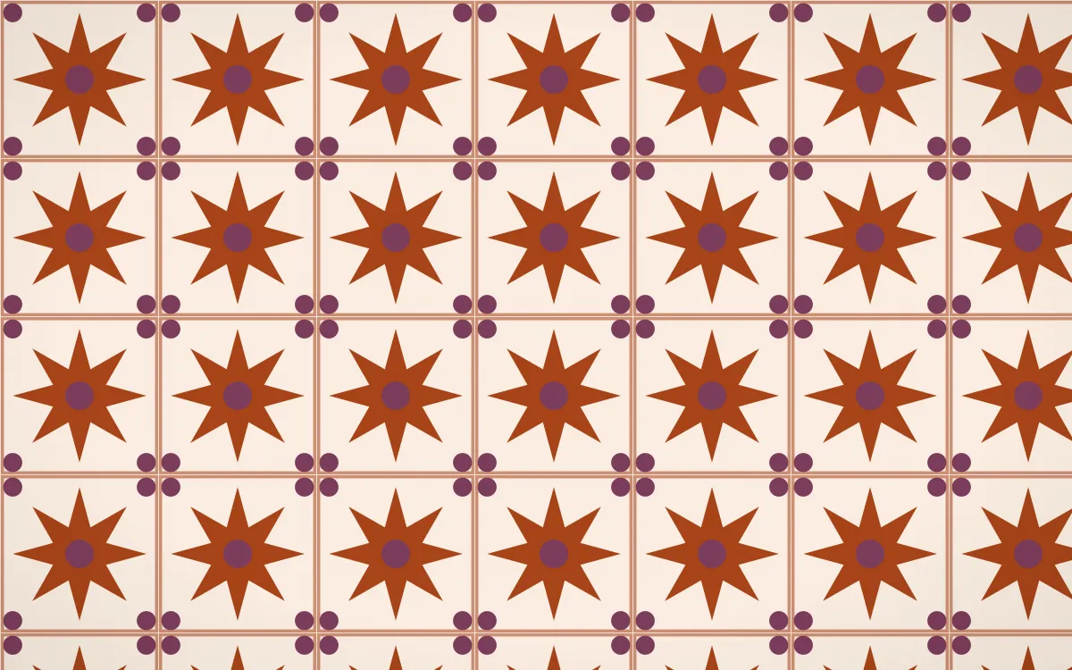 Momiji Maple Star Tile — light brown, pink and beige azulejo background