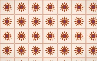 Momiji Maple Sunburst Tile — light brown, pink and beige azulejo background