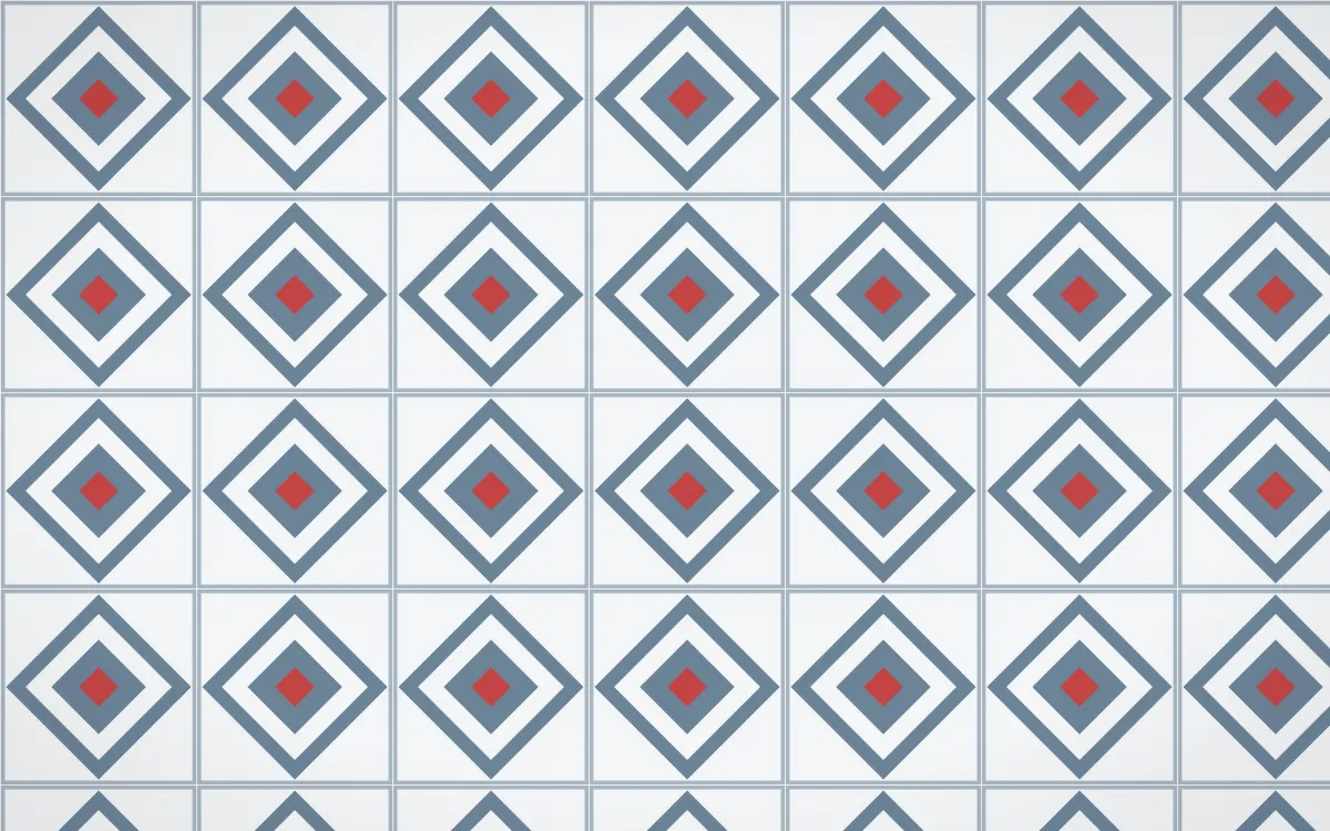 Montréal Hiver Diamond Tile — light blue, red and white azulejo background