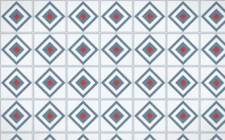 Montréal Hiver Diamond Tile — light blue, red and white azulejo background