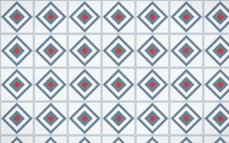 Montréal Hiver Diamond Tile — light blue, red and white azulejo background