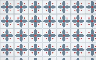 Montréal Hiver Petal Tile — light blue, red and white azulejo background