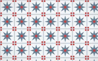 Montréal Hiver Star Tile — light blue, red and white azulejo background