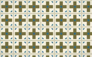 Nile Papyrus Cross Tile — light yellow, blue and beige azulejo background
