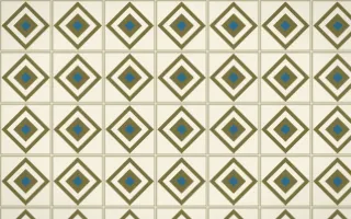 Nile Papyrus Diamond Tile — light yellow, blue and beige azulejo background