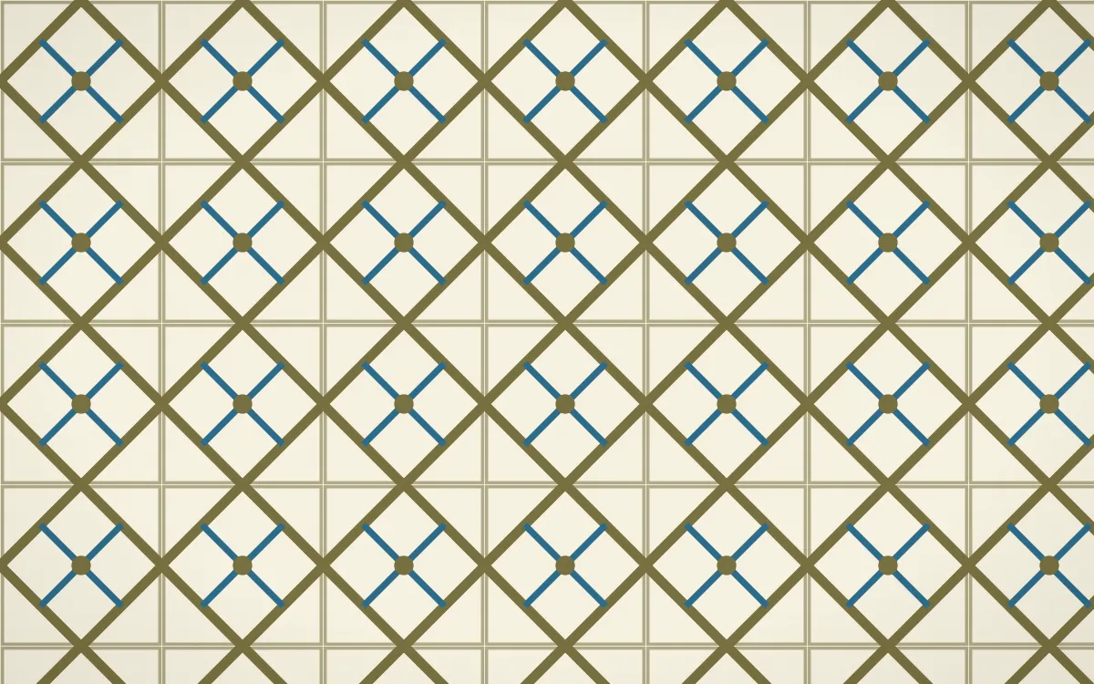 Nile Papyrus Lattice Tile — light yellow, blue and beige azulejo background