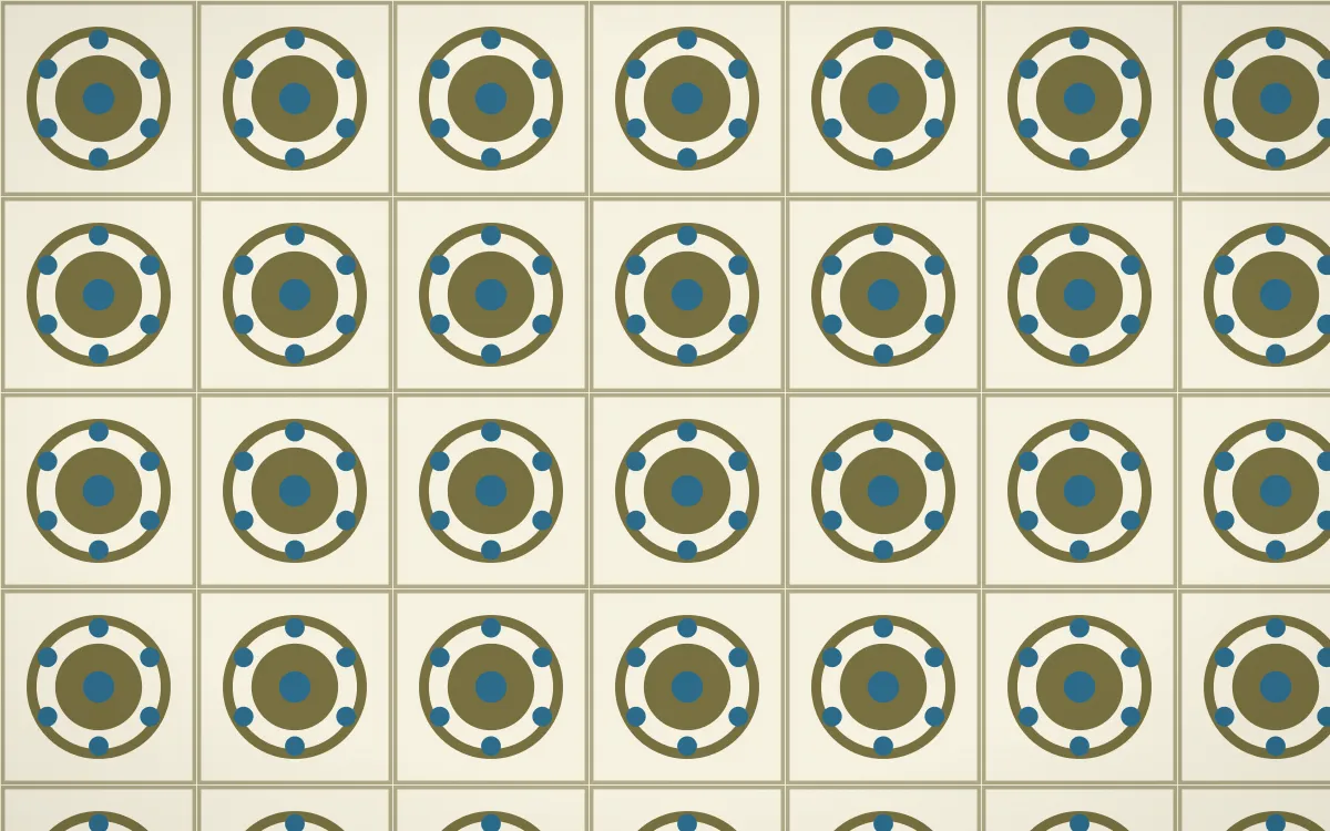 Nile Papyrus Medallion Tile — light yellow, blue and beige azulejo background