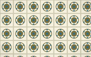 Nile Papyrus Medallion Tile — light yellow, blue and beige azulejo background