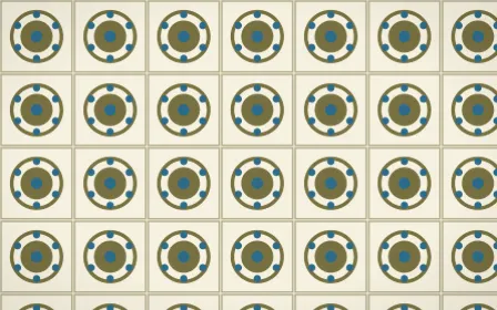 Nile Papyrus Medallion Tile — light yellow, blue and beige azulejo background
