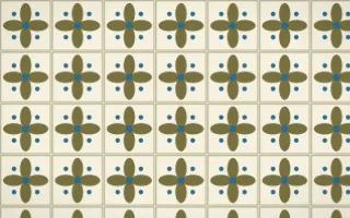 Nile Papyrus Petal Tile — light yellow, blue and beige azulejo background