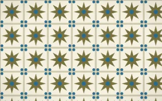 Nile Papyrus Star Tile — light yellow, blue and beige azulejo background