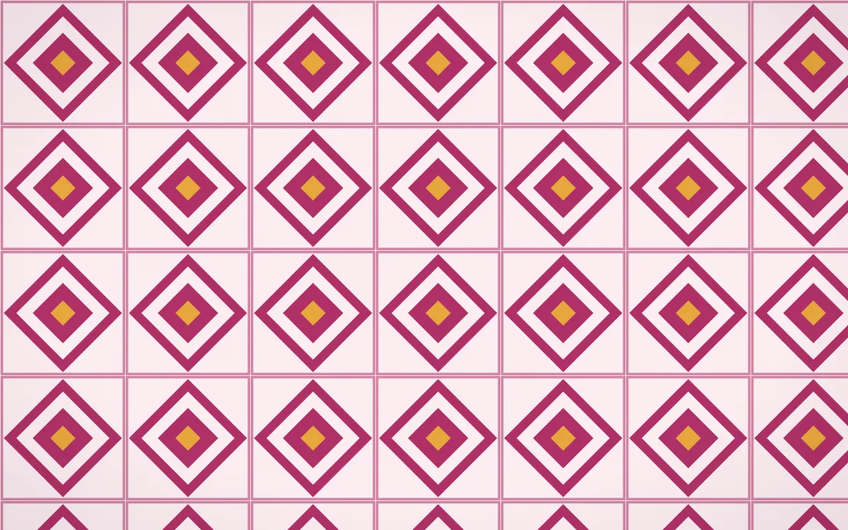 Oaxaca Pink Diamond Tile — light pink, gold and white azulejo background