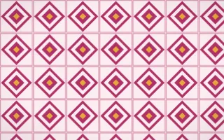 Oaxaca Pink Diamond Tile — light pink, gold and white azulejo background