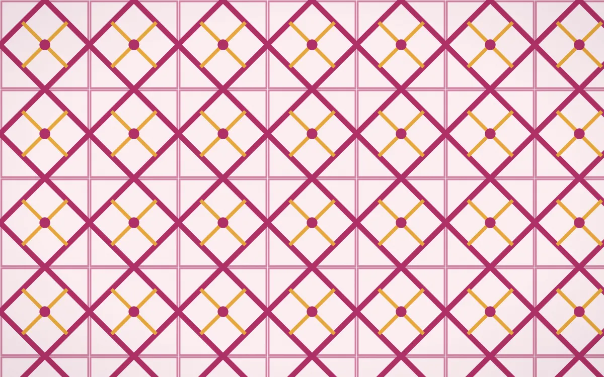 Oaxaca Pink Lattice Tile — light pink, gold and white azulejo background
