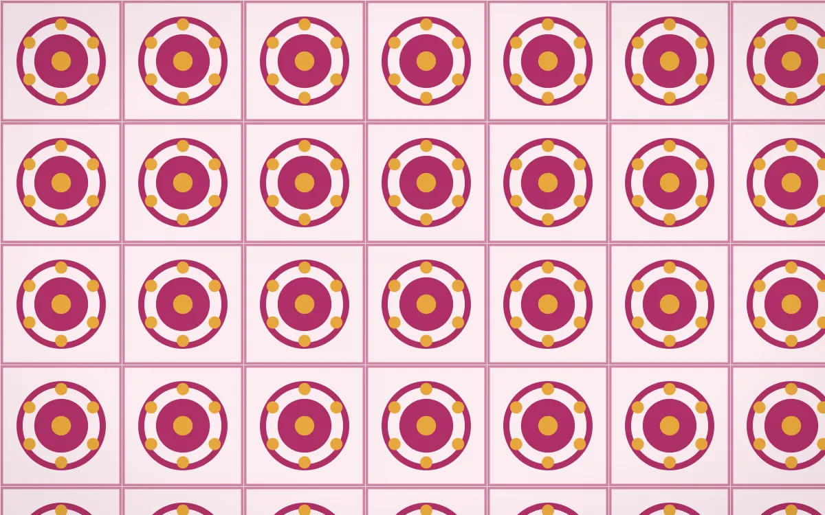 Oaxaca Pink Medallion Tile — light pink, gold and white azulejo background