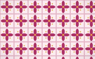 Oaxaca Pink Petal Tile — light pink, gold and white azulejo background