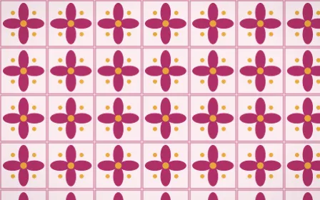 Oaxaca Pink Petal Tile — light pink, gold and white azulejo background