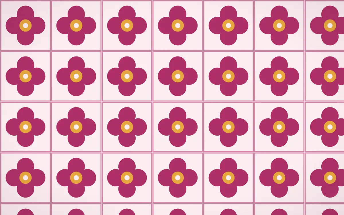 Oaxaca Pink Quatrefoil Tile — light pink, gold and white azulejo background