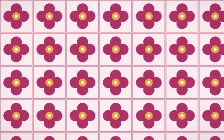 Oaxaca Pink Quatrefoil Tile — light pink, gold and white azulejo background