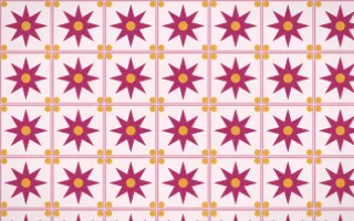 Oaxaca Pink Star Tile — light pink, gold and white azulejo background