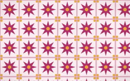 Oaxaca Pink Star Tile — light pink, gold and white azulejo background