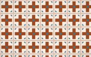 Outback Clay Cross Tile — light brown, blue and beige azulejo background