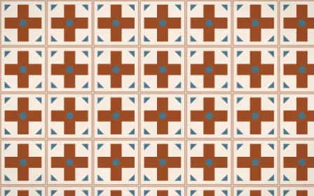Outback Clay Cross Tile — light brown, blue and beige azulejo background