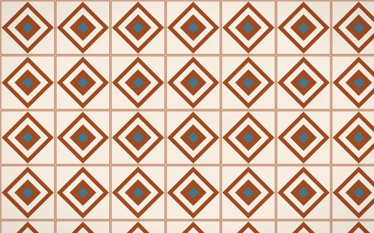Outback Clay Diamond Tile — light brown, blue and beige azulejo background