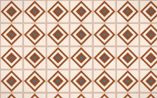 Outback Clay Diamond Tile — light brown, blue and beige azulejo background