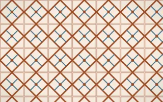 Outback Clay Lattice Tile — light brown, blue and beige azulejo background