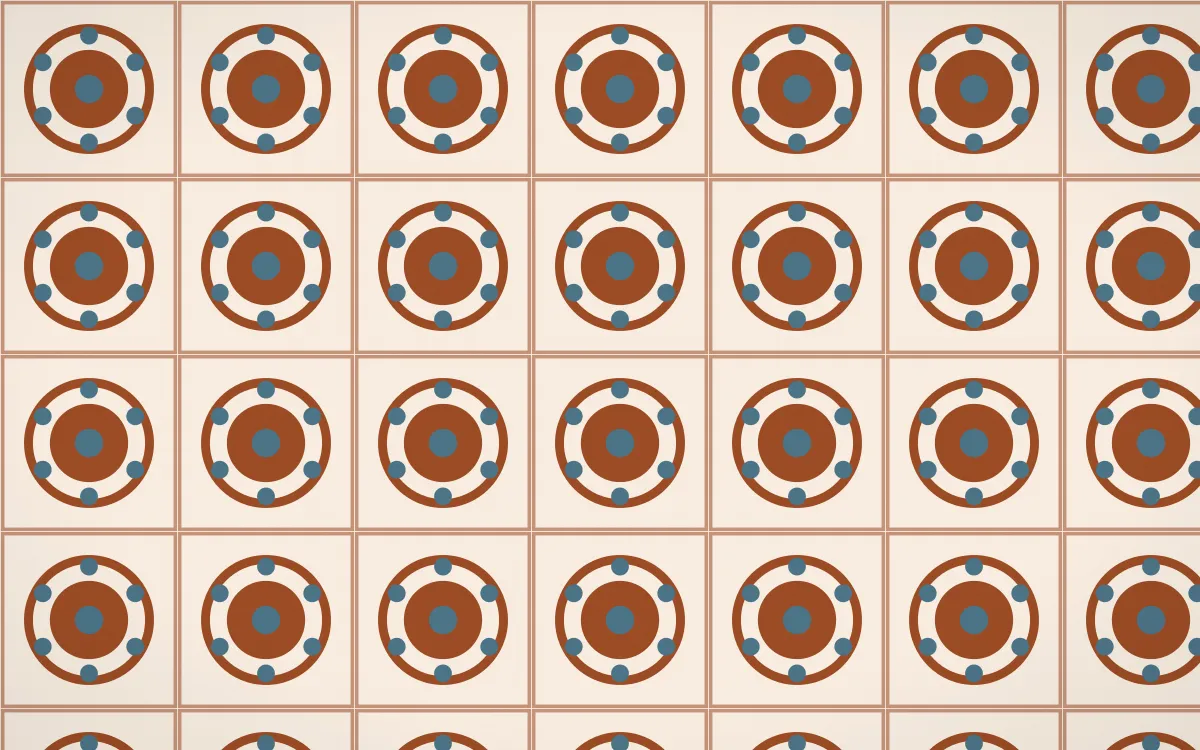 Outback Clay Medallion Tile — light brown, blue and beige azulejo background