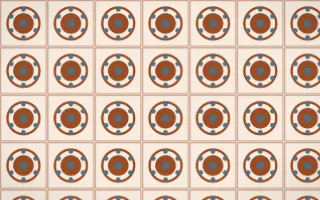 Outback Clay Medallion Tile — light brown, blue and beige azulejo background