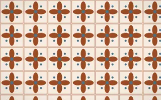 Outback Clay Petal Tile — light brown, blue and beige azulejo background