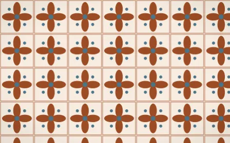 Outback Clay Petal Tile — light brown, blue and beige azulejo background
