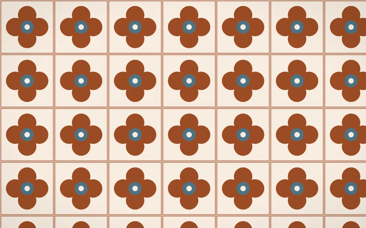 Outback Clay Quatrefoil Tile — light brown, blue and beige azulejo background