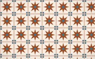 Outback Clay Star Tile — light brown, blue and beige azulejo background