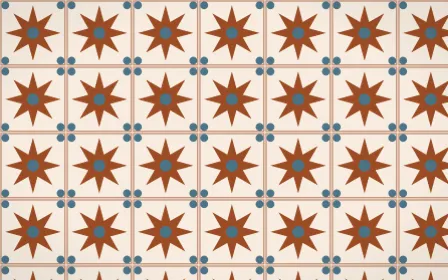 Outback Clay Star Tile — light brown, blue and beige azulejo background